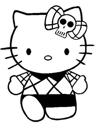 emo hello kitty Colouring Pages