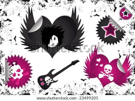 Emo Symbols, Labels Badges And Stickers Ilustración vectorial en ...