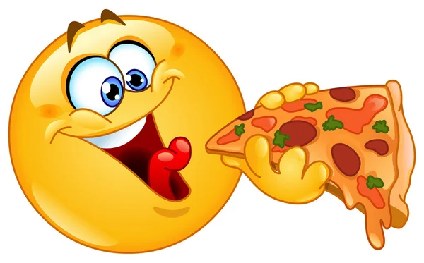 Emoticon comiendo pizza — Vector stock © yayayoyo #13808226