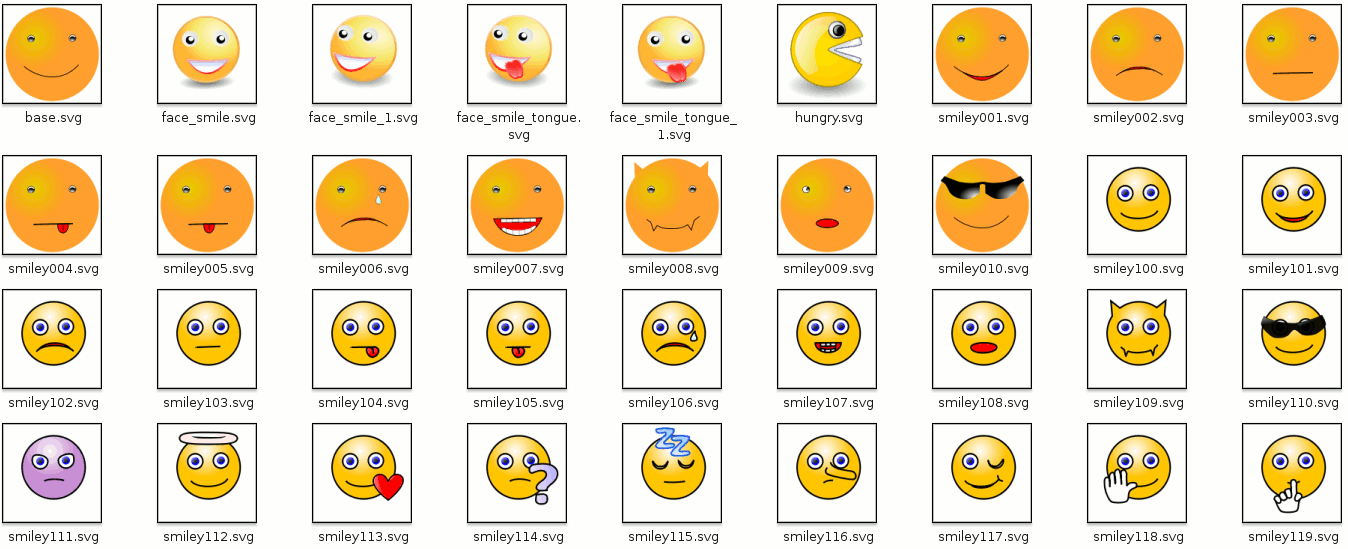 Muestra de los emoticonos gratuitos y libres que ofrece