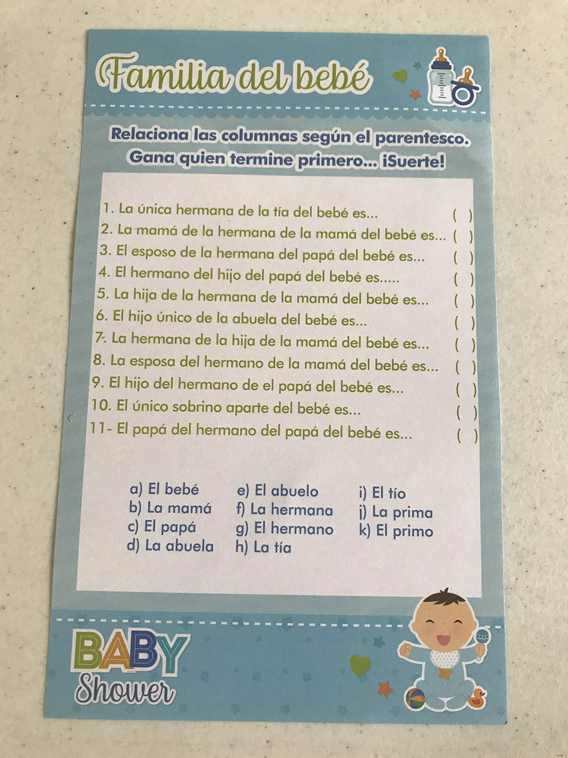 Emporion Juegos Baby Shower para mujeres Baby Boy en Español, Juego de 5  Juegos Azules y un Bingo Loteria Mexicana (6 juegos) : Amazon.com.mx:  Juguetes y Juegos