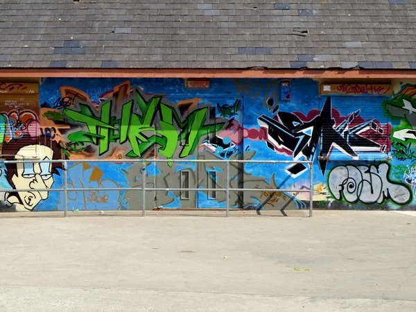 Empty skate or bmx park with graffiti on | Stock Photo ...