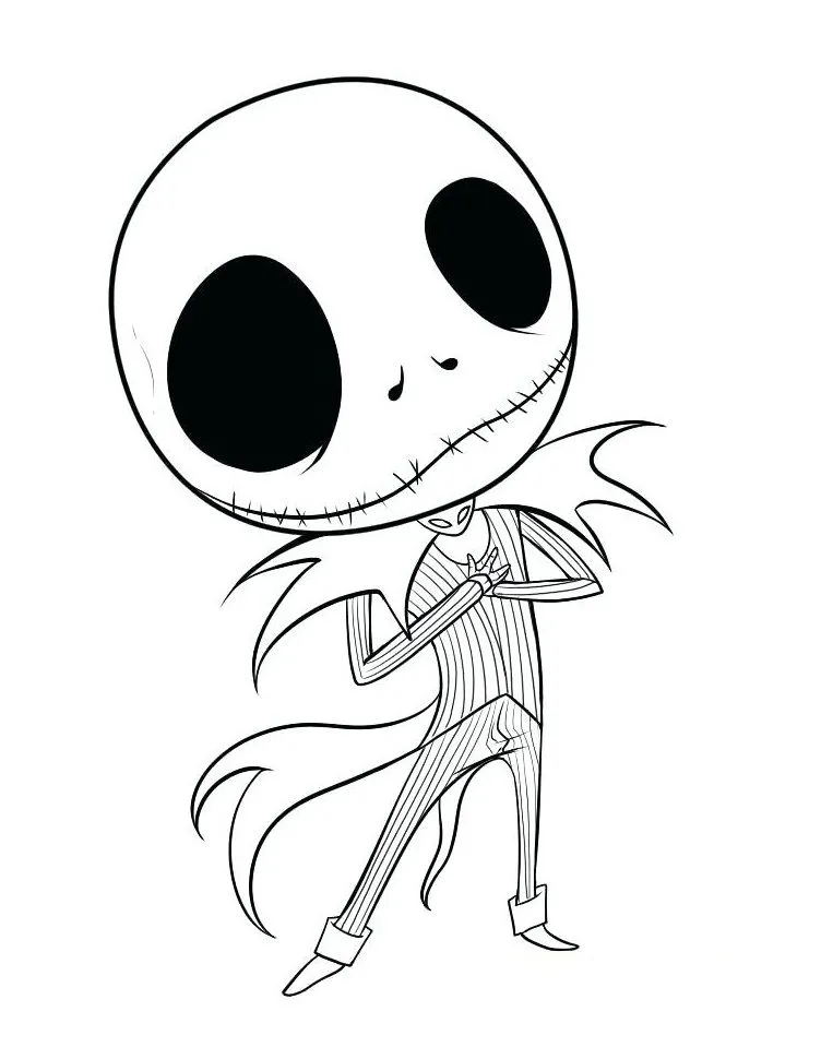 Encantador Jack Skellington para colorear, imprimir e dibujar  –ColoringOnly.Com