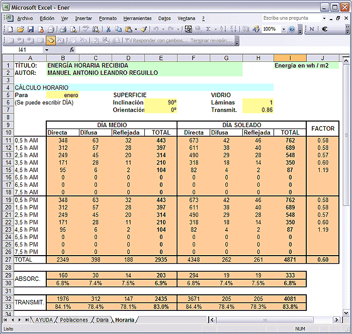 Energía Solar - Planilla Excel para cálculo de las horas civil y ...