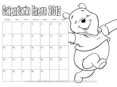 Enero 2013 Calendario para colorear