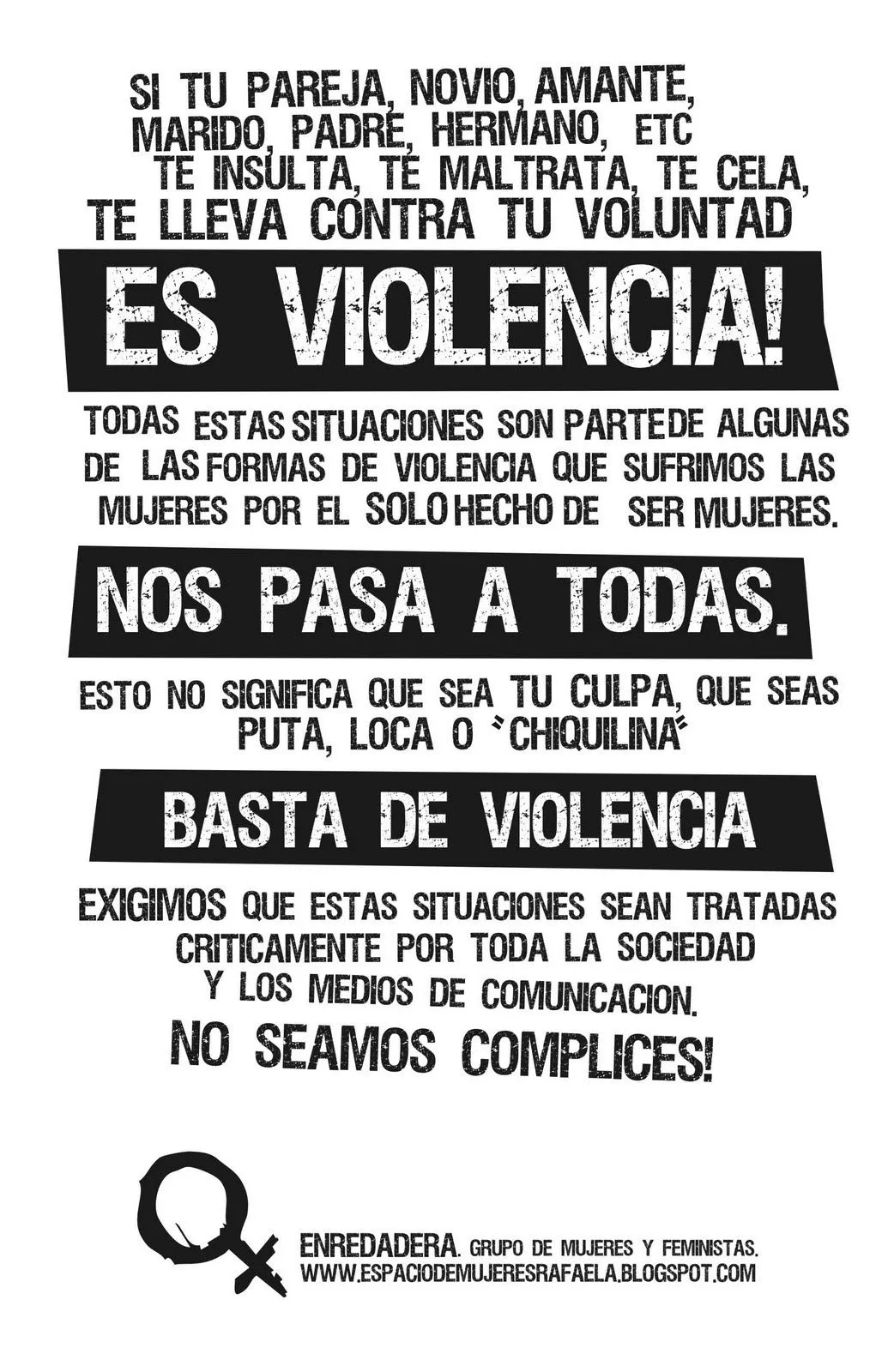 Enredadera: Volanteada "Basta de violencia machista!!"