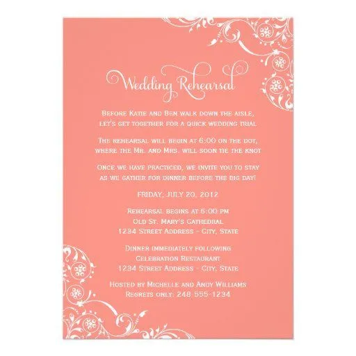 Ensayo del boda y coral de las invitaciones el | d de Zazzle.