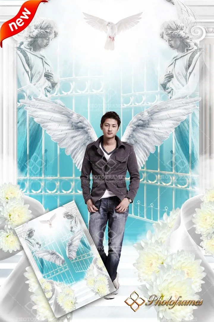 Entrada al cielo, Fondo para hacer montaje de ángel con tus fotos. | Photo Frames