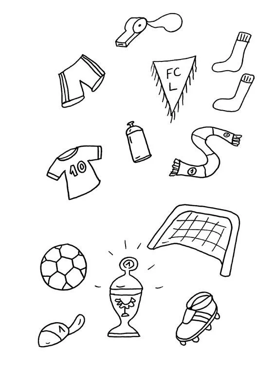 Equipamiento de fútbol: dibujo para colorear e imprimir