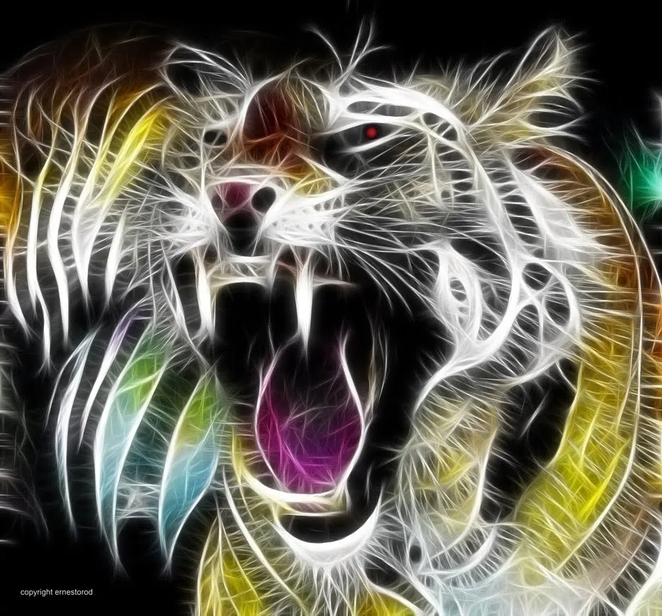 ernestorod dibujos ilustraciones: Tigre de Bengala fractal