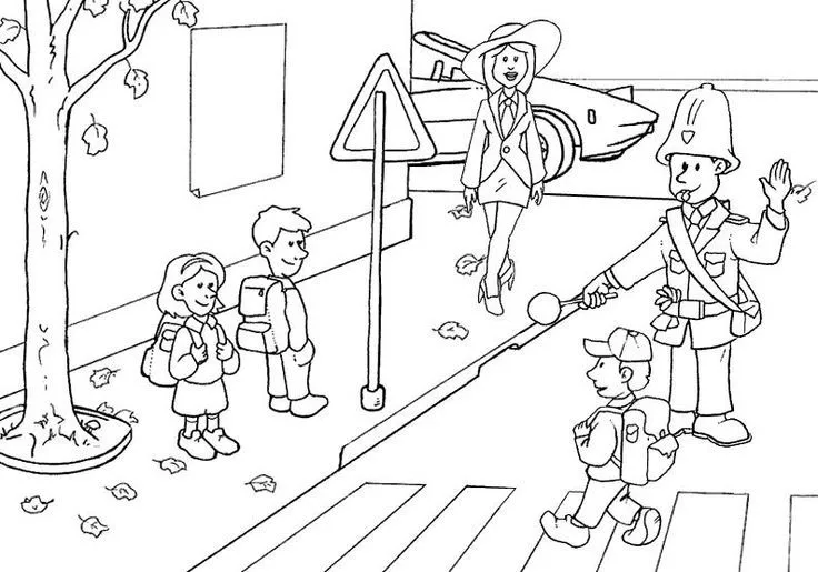 Escena trafico calle - Dibujalia - Dibujos para colorear - Profes ...