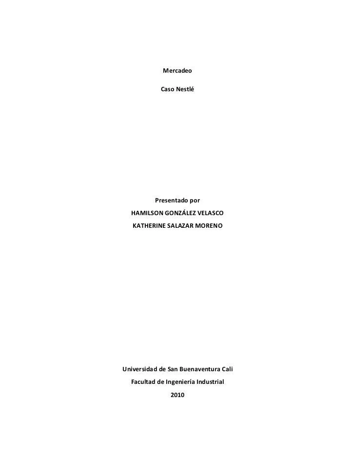 TRABAJO ESCRITO - CASO NESTLÉ