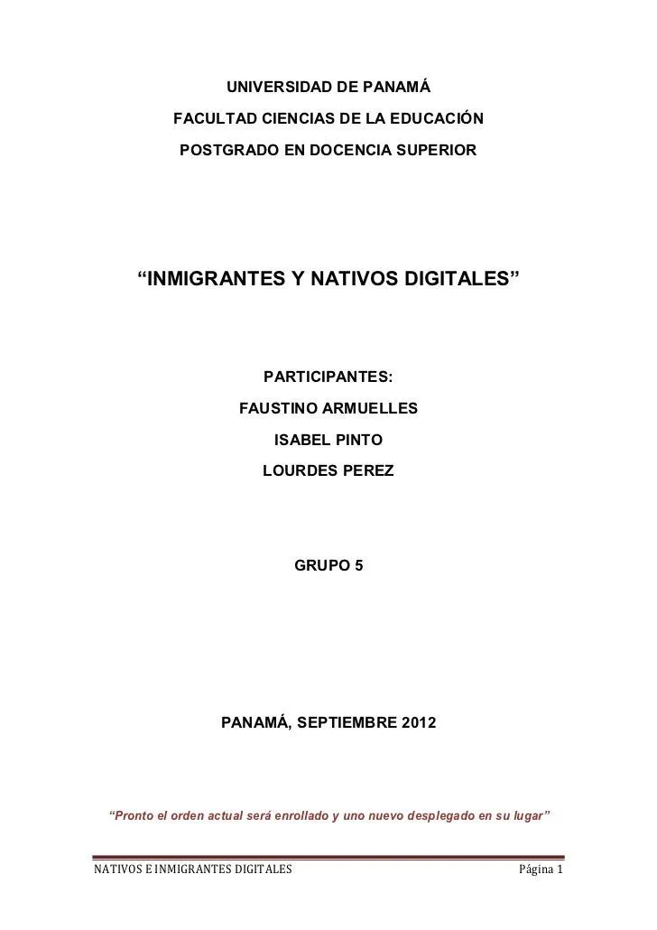 Trabajo escrito nativos e inmigrantes digitales