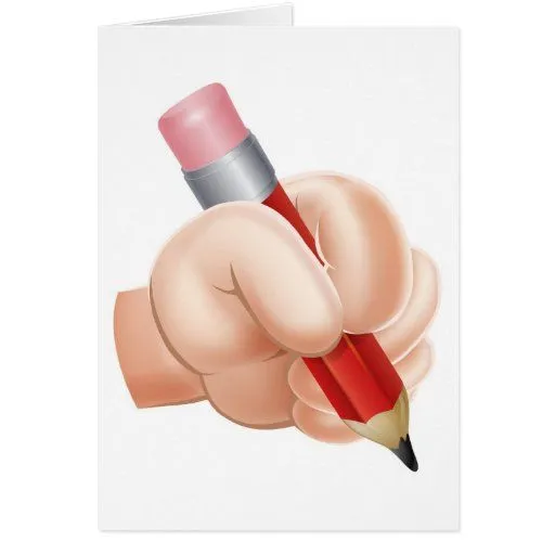 Escritura de la mano del dibujo animado con el láp tarjetas | Zazzle