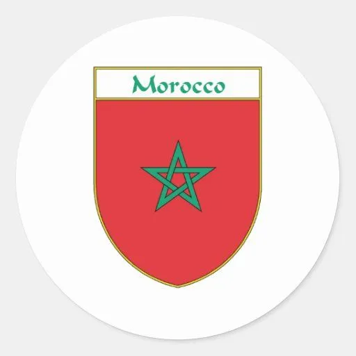 Escudo de la bandera de Marruecos Pegatinas Redondas de Zazzle.