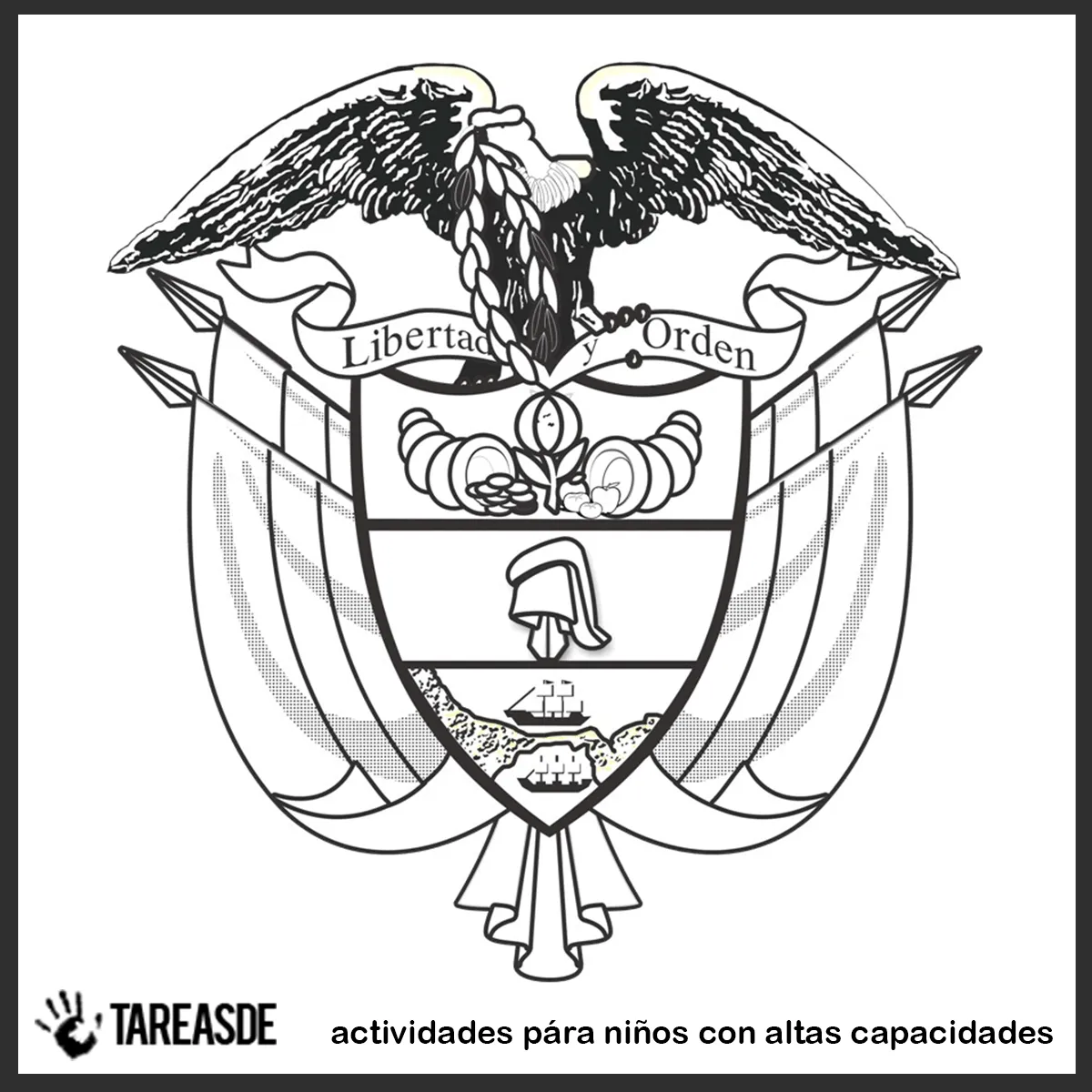 Escudo de Colombia para colorear fácil