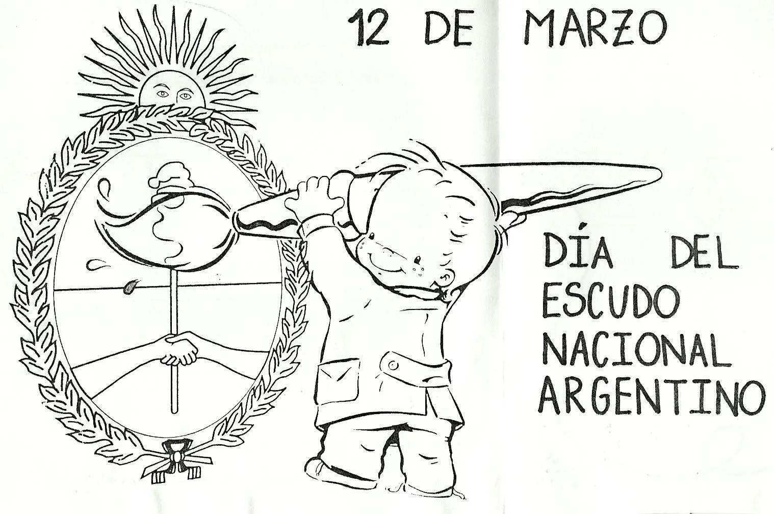 Escudo nacional argentino para colorear, 12 de marzo | Colorear