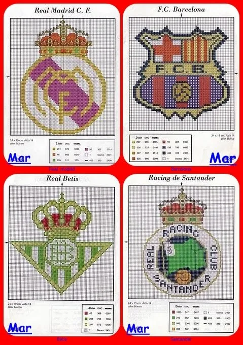 patrón punto de cruz escudo fútbol Real Betis Balonpié