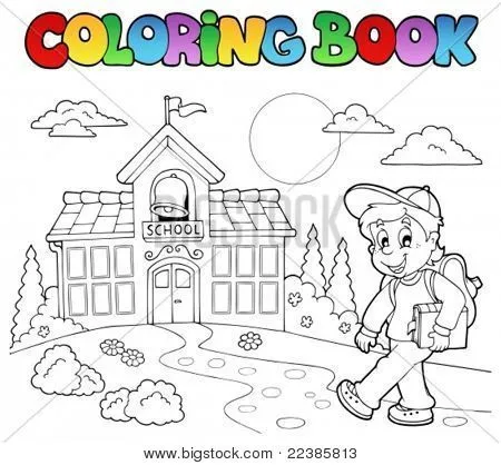 Escuela dibujo animado para colorear - Imagui