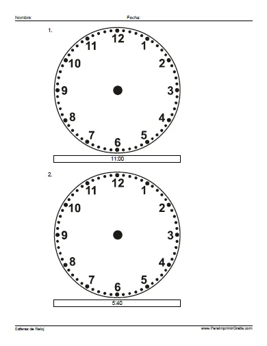 Esferas de Reloj - Para Imprimir Gratis - ParaImprimirGratis.