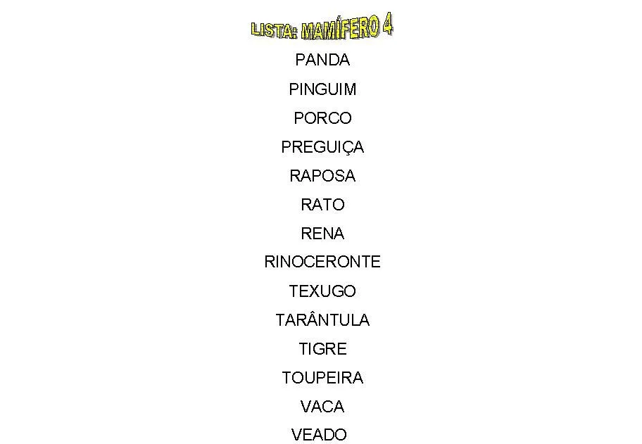 Espaço trans formar: Lista de animais mamíferos 4