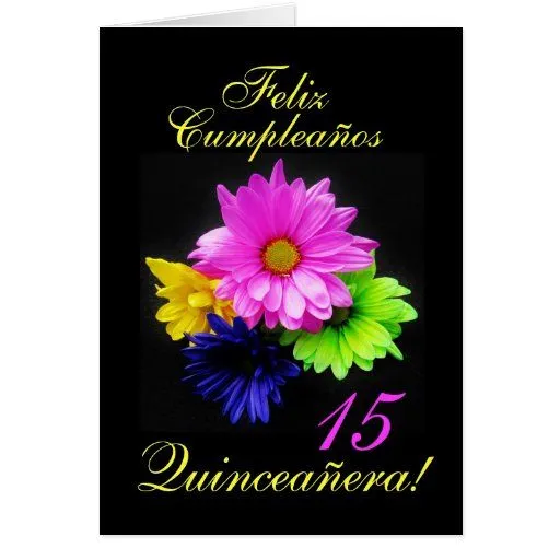 Español: B-día de Quinceanera 15 y.o. Tarjetón | Zazzle