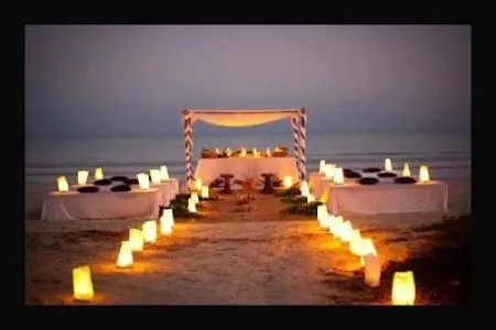 Espectacular decoración para tu #boda en la playa en la noche http ...