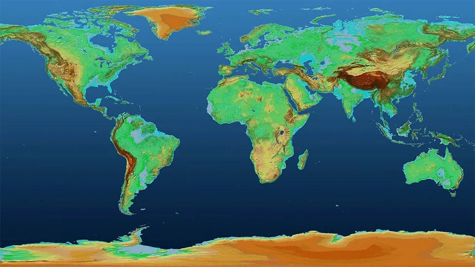 El espectacular mapa en 3D que muestra la superficie de la Tierra como  nunca la habías visto - BBC News Mundo