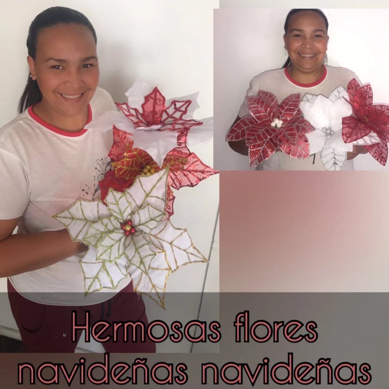 ESP/ENG) HERMOSAS FLORES NAVIDEÑAS HECHAS CON TELA /BEAUTIFUL CHRISTMAS  FLOWERS MADE WITH FABRIC | PeakD