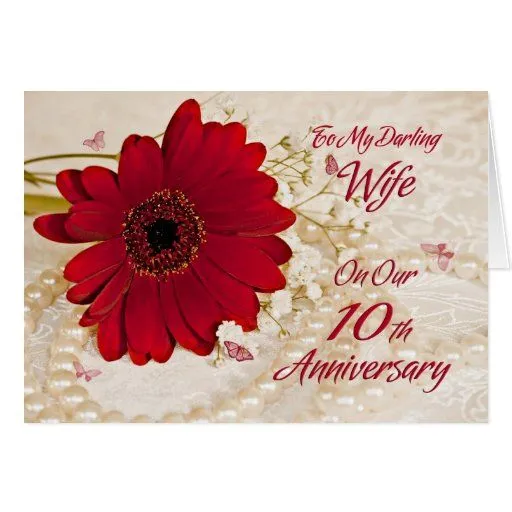 Esposa en el 10mo aniversario de boda, una flor de tarjeta | Zazzle