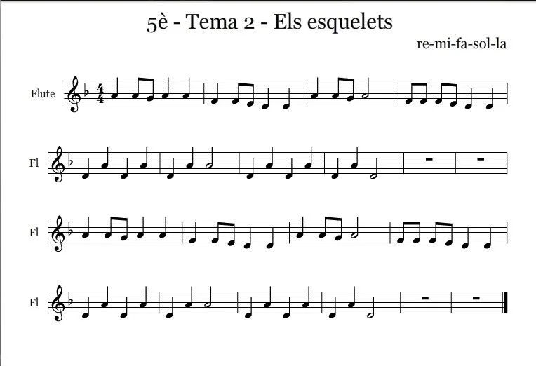 Los Esqueletos” Partitura y play-back | Recursos Musicales