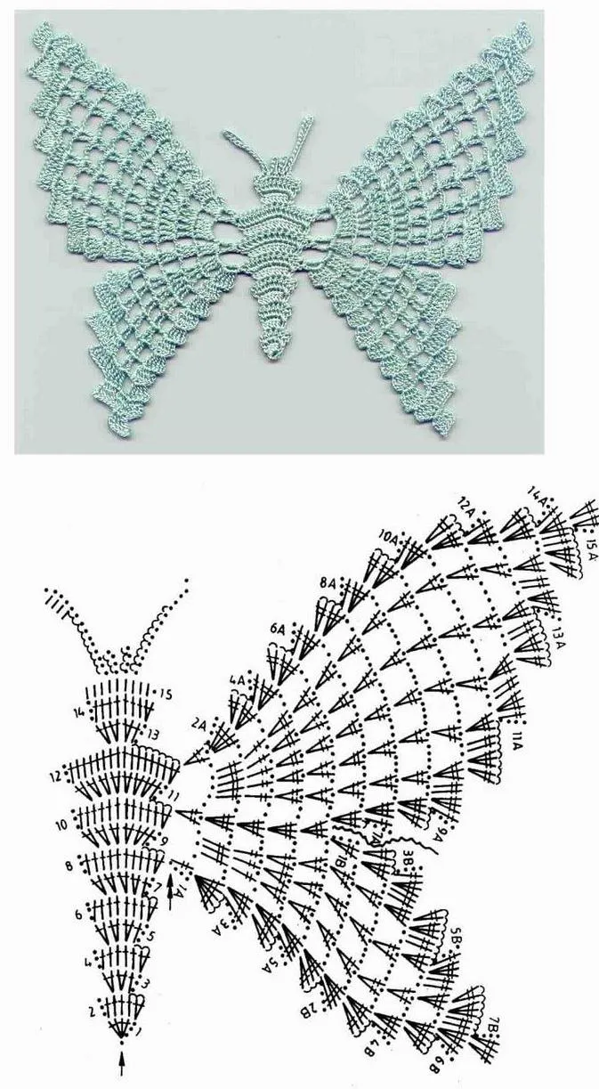 Solo esquemas y diseños de crochet: MARIPOSA