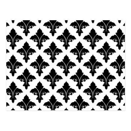 Estampado de flores blanco y negro retro postales de Zazzle.