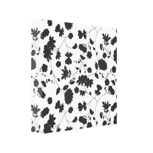 Estampado de flores blanco y negro del vector lona estirada ...