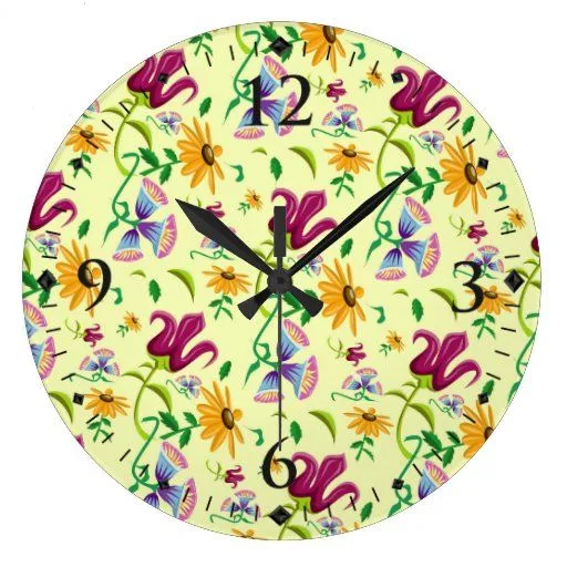 Estampado de flores bonito de las flores salvajes reloj de pared ...