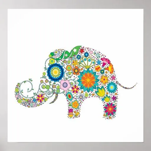 Estampado de flores lindo del elefante - personal Imanes Para ...