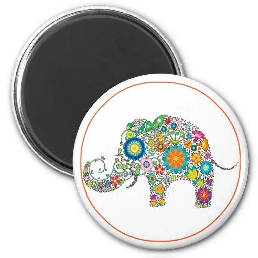 Estampado de flores lindo del elefante - personal Imanes Para ...