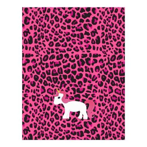 Estampado leopardo lindo del rosa del unicornio flyer a todo color ...