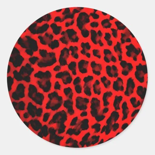 Estampado leopardo rojo pegatinas redondas | Zazzle