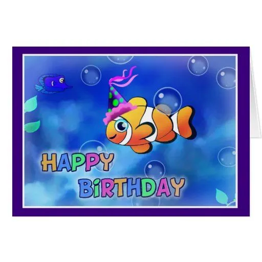 Estilo 013 de los pescados del feliz cumpleaños tarjeta de ...