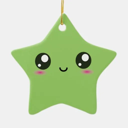 Estrela do smiley de Kawaii - verde Ornamento Para Arvores De ...