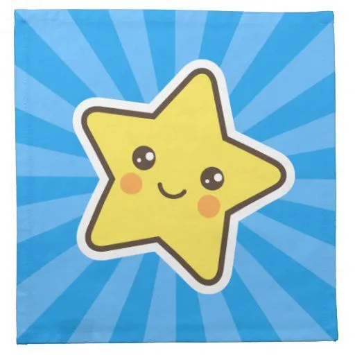 Estrella del dibujo animado de Kawaii en fondo azu Servilletas De ...