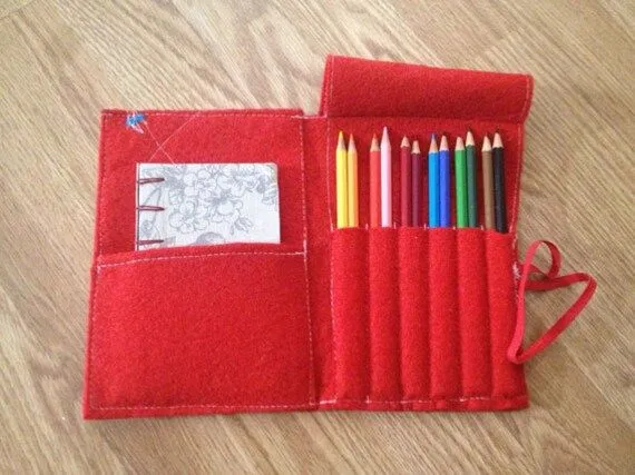 Estuche para lápices y libreta rojo por elquiltro en Etsy