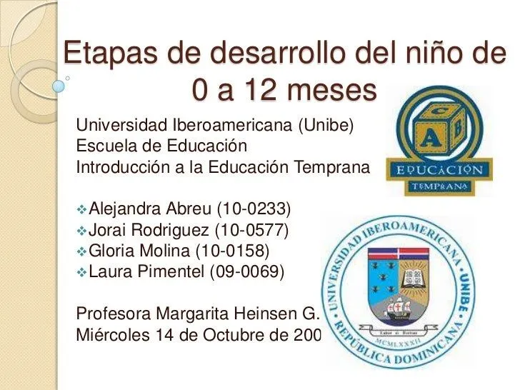 Etapas de desarrollo del niño de 0 a 12 meses