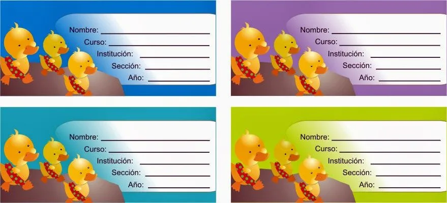 ETIQUETAS PARA CUADERNOS: ETIQUETAS DE PATITOS AMARILLOS