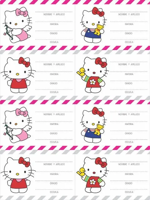 Etiquetas escolares Hello Kitty para imprimir gratis - Imagui ...
