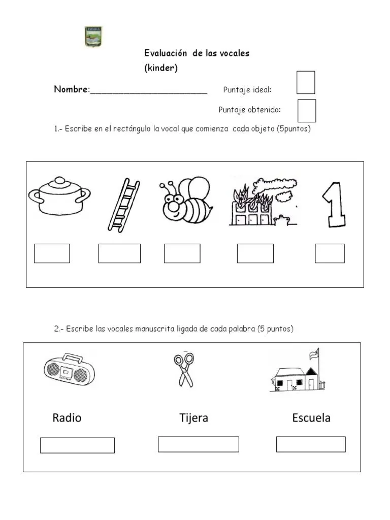 Evaluación de Las Vocales | PDF