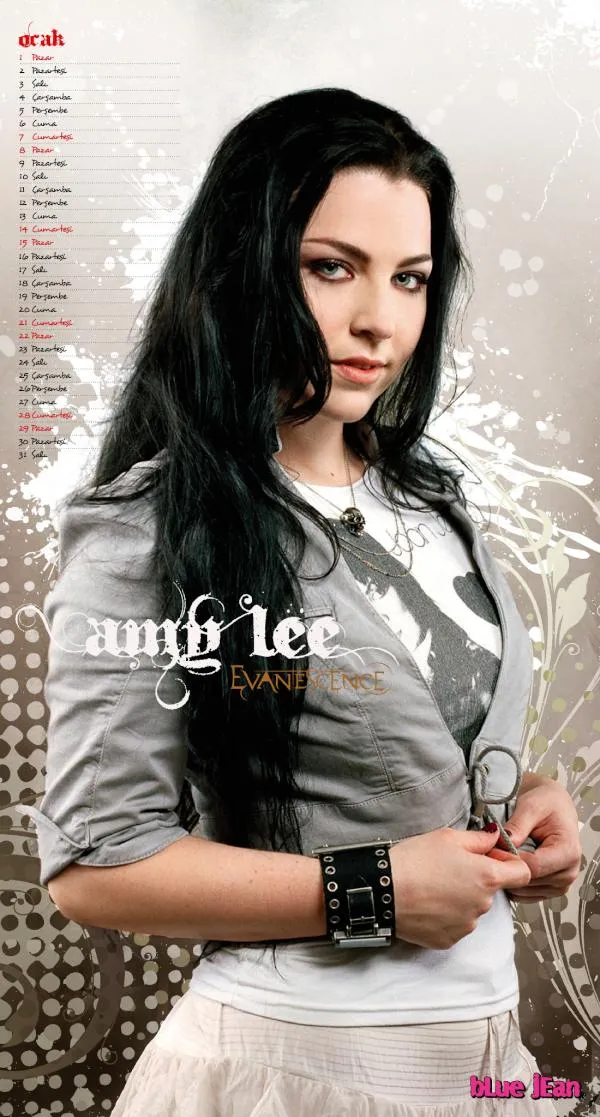 Evanescence Rock Brasil: Blue Jean: Calendário 2012 - Amy Lee