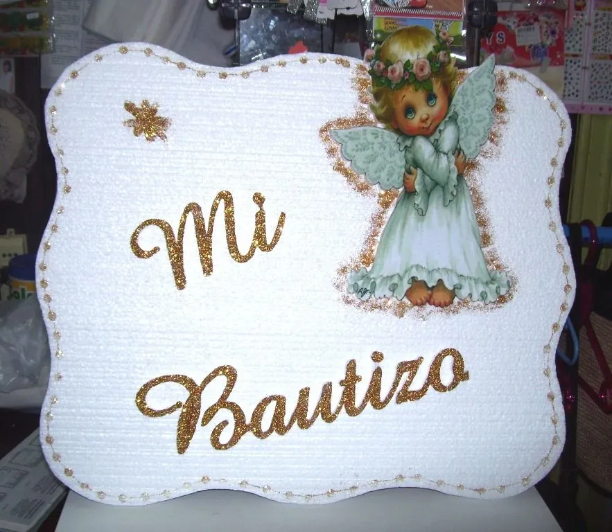 Eventos para tu Bebé: Letrero Mi Bautizo con Angelito