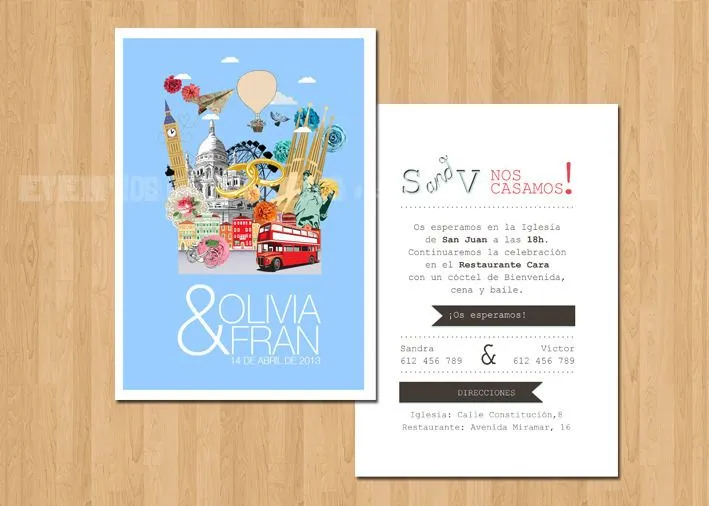 Eventos Ilustrados: Invitación de boda para viajeros sin remedio